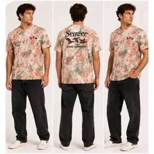 CUSTOM Seager T-Shirt Mens XL Green Orange Camo Mallard Duck OOAK Gorpcore